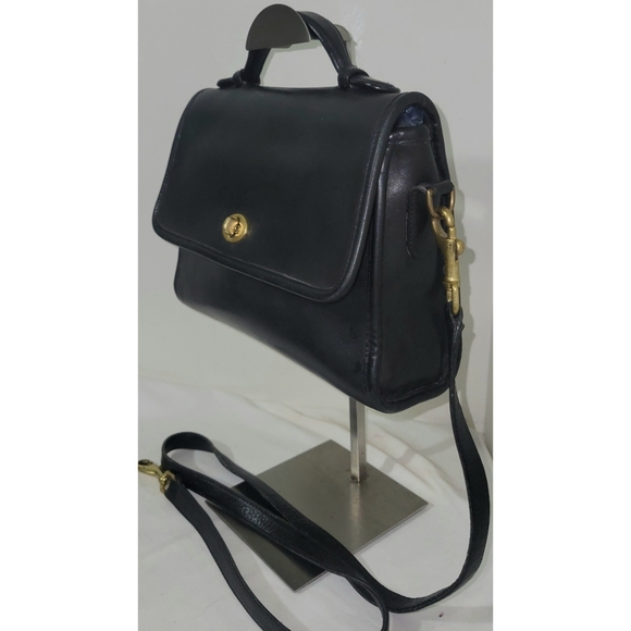 Coach 9870 Vintage Black Leather Court Crossbody Bag - Picture 4 of 8